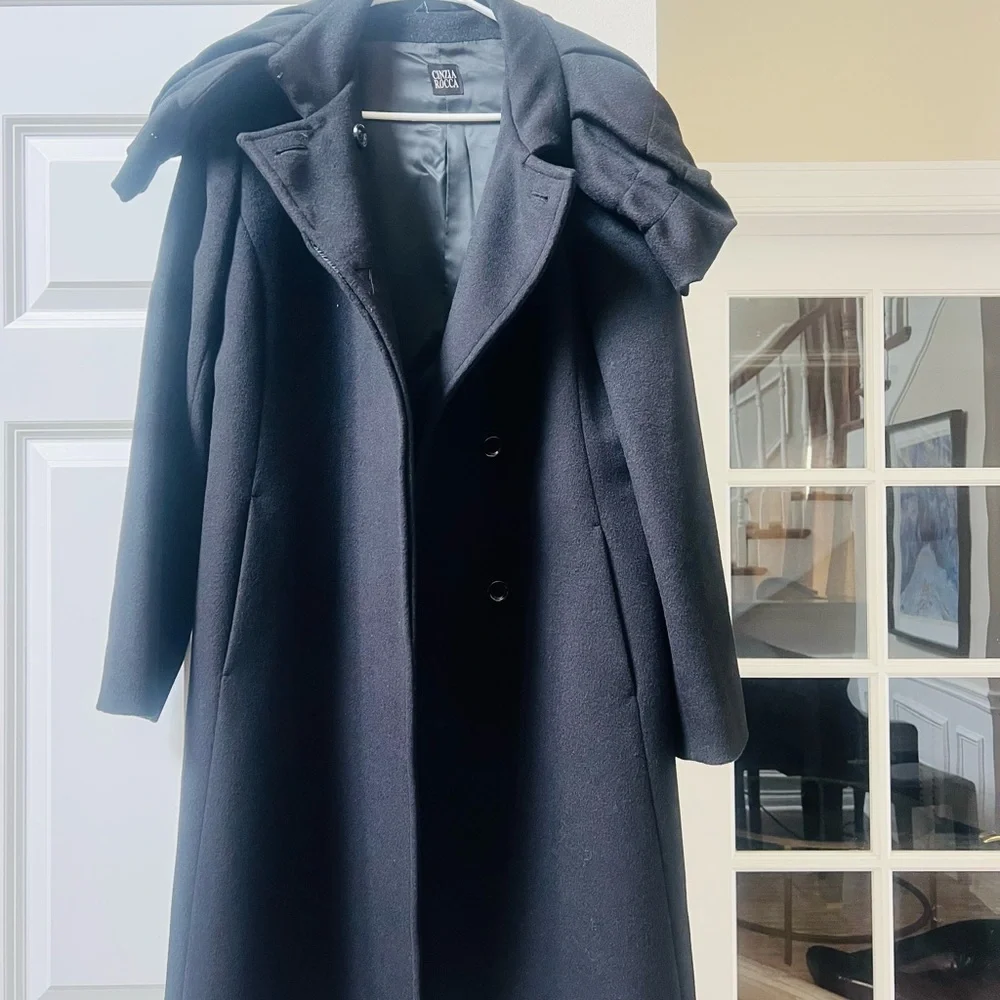 Cinzia Rocco like new stunning Black Double-Breasted virgin wool Coat - Picture 6 of 12